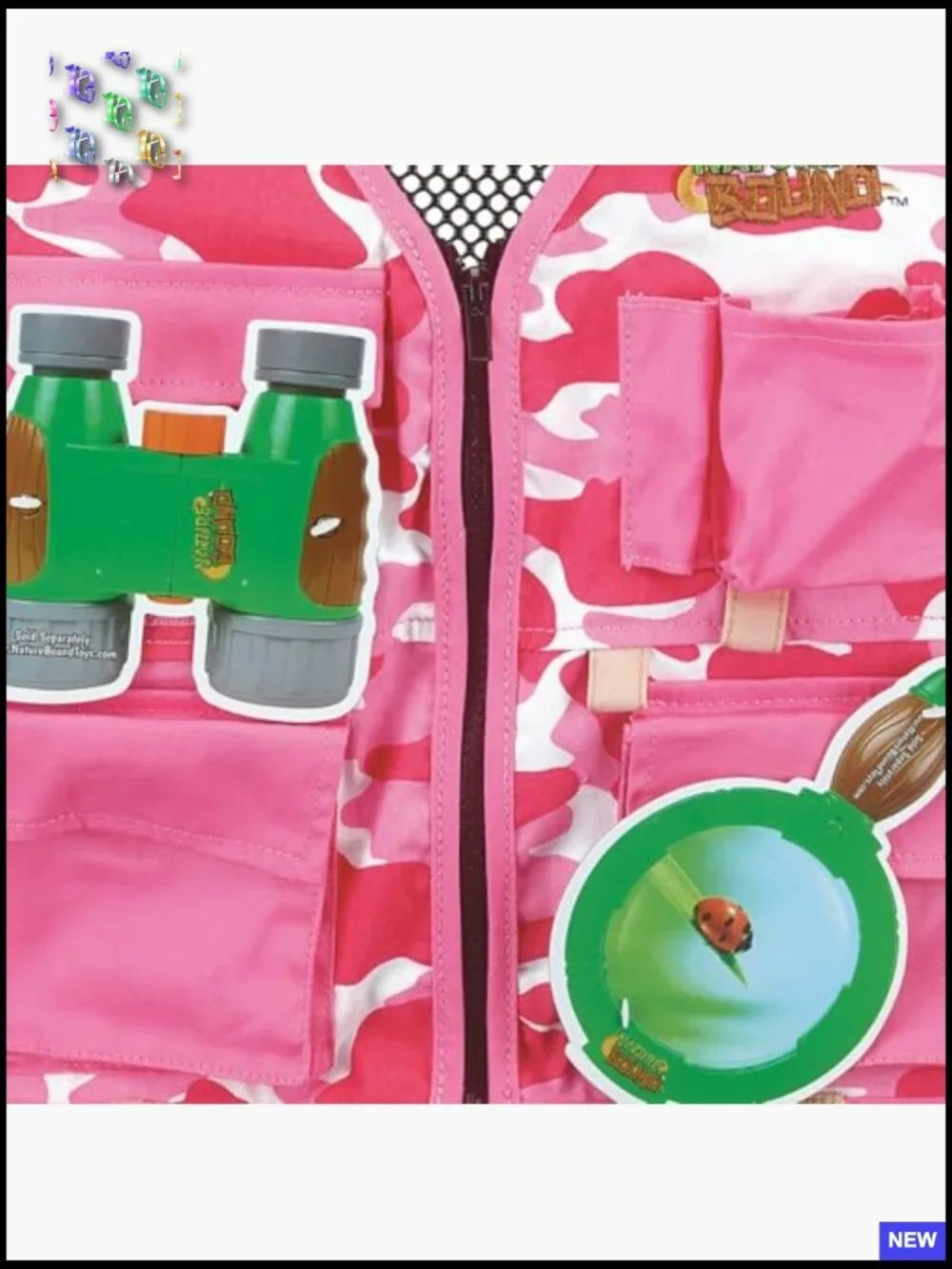 Kids Cargo Vest Pink Camo Outdoor Adventure Play Costume Lightweight Breathable